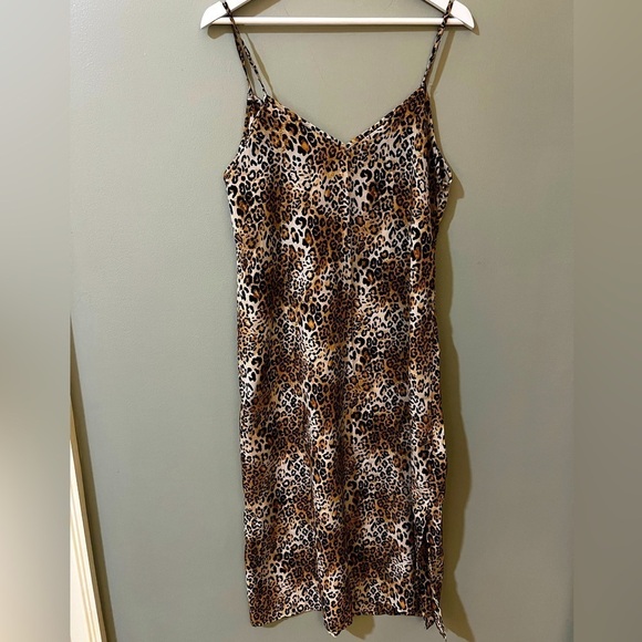 KNOW ONE CARES Animal Print Satin Slip Dress size medium - Picture 2 of 5